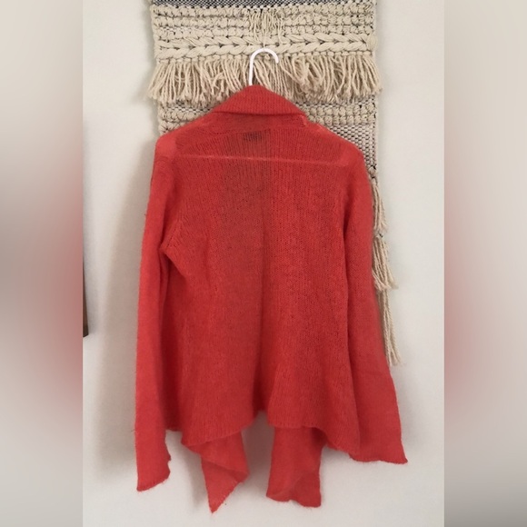 Wooden Ships Set 2 Piece Wrap Cardigan Mohair Wool With Scarf Coral Size M/L - Picture 5 of 8